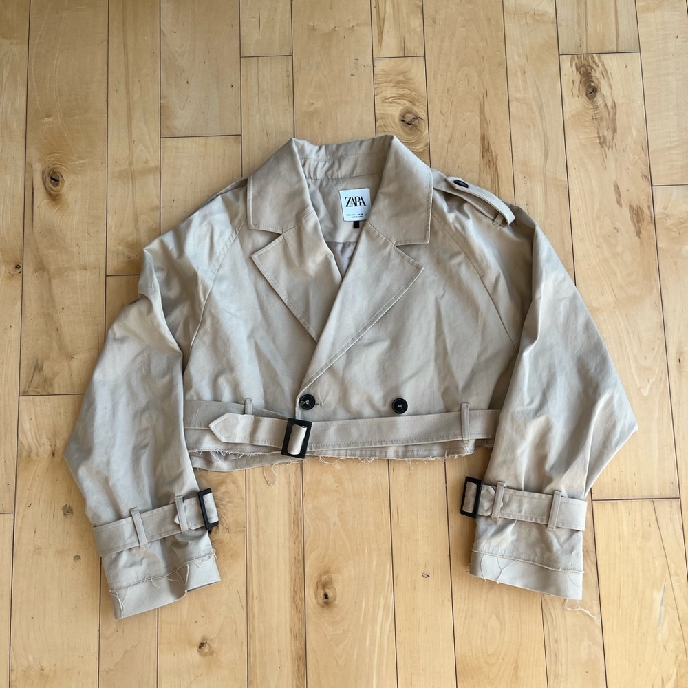 Zara VIRAL cropped trench coat beige Size L